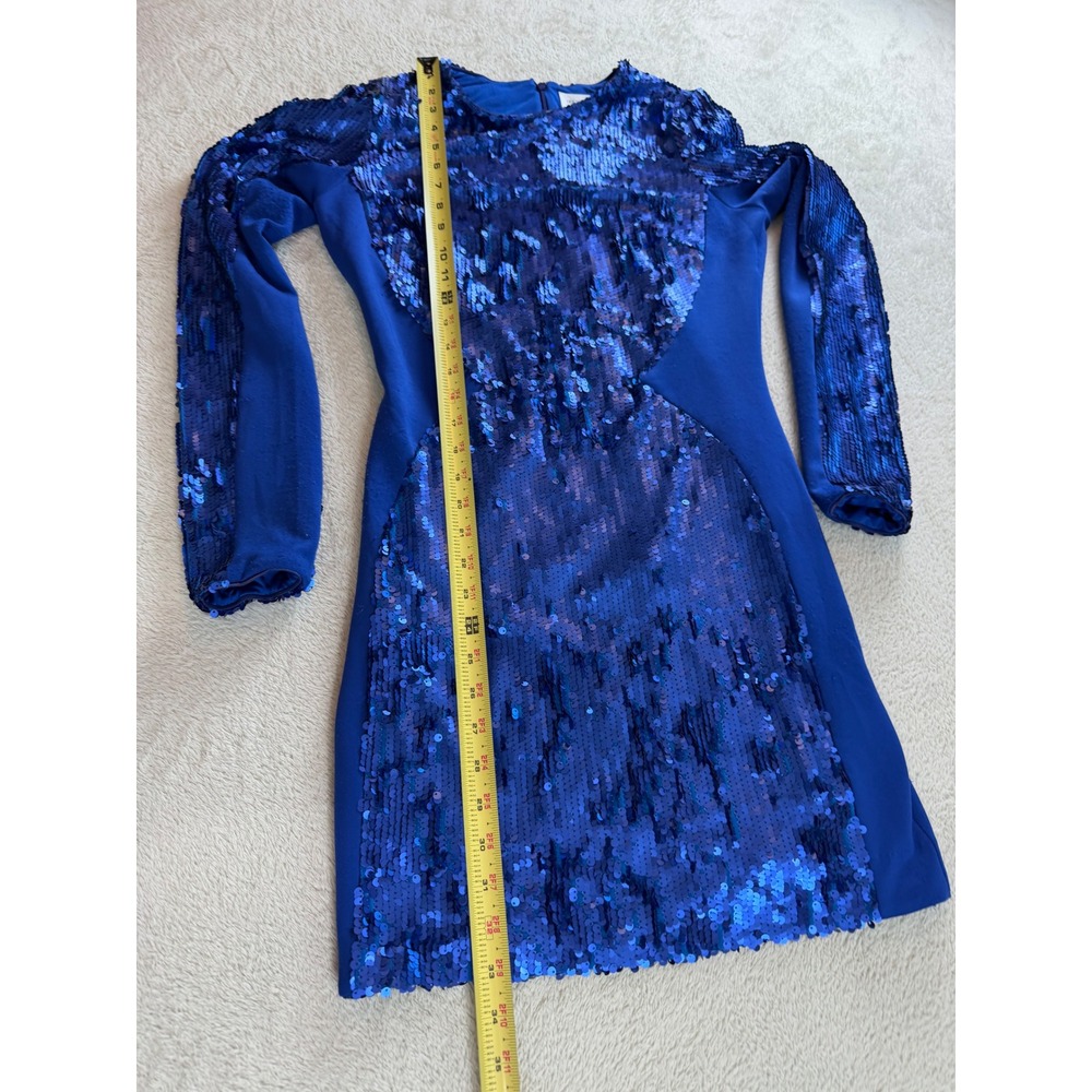 Dress The Population Royal Blue Sequin Long Sleeve Bodycon Mini Dress Large - Picture 6 of 10